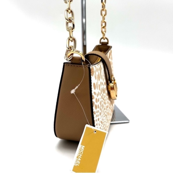 Michael Kors Carmen Small Pouchette Crossbody Bag Camel Multi - Picture 5 of 11